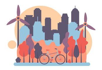 Urban ecology set. Zero Waste. Flat cartoon style. Vector illustration