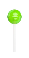 Green lollipop on white background