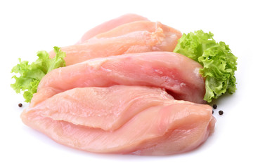 Chicken meat on a white background