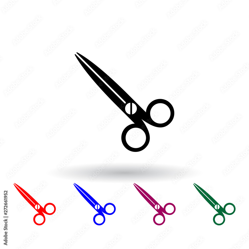 Poster scissors multi color icon. elements of art and painting set. simple icon for websites, web design, m