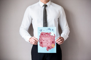 businessman with ill intestine