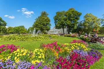 Flowerbeds and a fountain in Garden Society of Gothenburg
