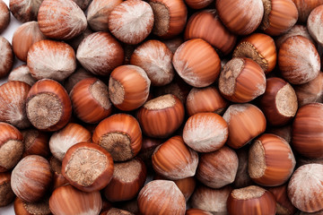 Background of ripe hazelnuts
