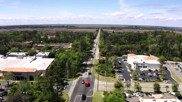 Aerial saint simons island heading to the beach