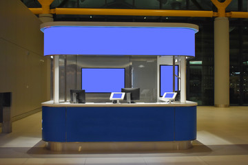 kiosks. screens cleared. for any advertising or message. mockup 