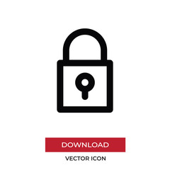 Lock vector icon in modern style for web site and mobile app