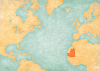 Map of North Atlantic Ocean - Mauritania
