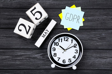General Data Protection Regulation, GDPR with cube calendar and round clock