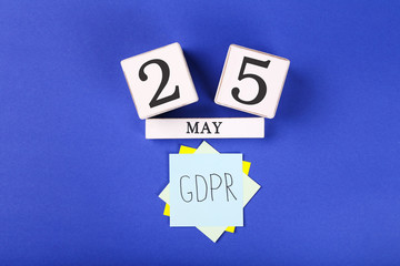 General Data Protection Regulation, GDPR with cube calendar