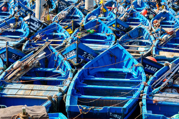 Fishing boats and equipment in Essaouira Morocco