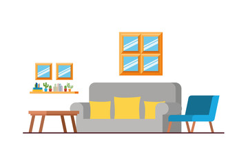 comfortable sofa in living room with white background