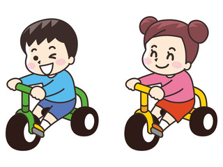 三輪車に乗った子供