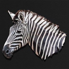 Illustration polygonal  vector 3d art of zebra.