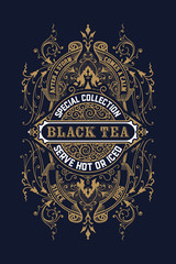 Black Tea label. Vintrage style