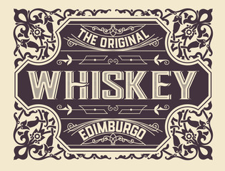 Vintage label with gin liquor design