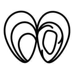 Open mussels icon. Outline open mussels vector icon for web design isolated on white background