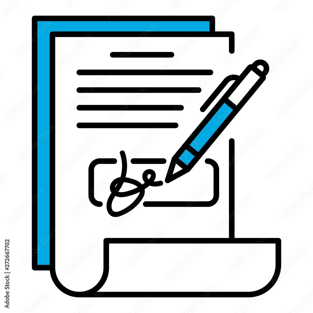 Poster document signature icon. outline document signature vector icon for web design isolated on white bac