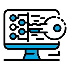Smart monitor key icon. Outline smart monitor key vector icon for web design isolated on white background