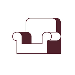 silhouette of comfortable sofa in living room with white background