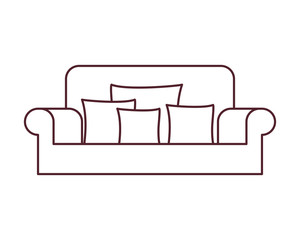 silhouette of comfortable sofa in living room with white background