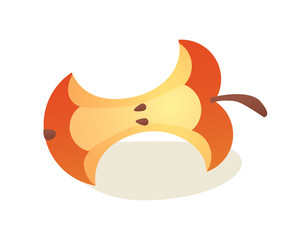 Bitten apple fruit vector, plant with seeds sweet and delicious snack of natural origin, ecological waste isolated icon in flat style. Product eaten