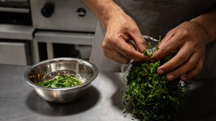 chef preparing a salad