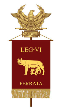 Standard of the Sixth Ironclad Legion. Roman Golden Eagle with the inscription S.P.Q.R. - Senatus Populus Quiritium Romanus, that in Italian means The Senate and the People of Rome.