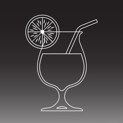 Cocktail glass line art design on dark background