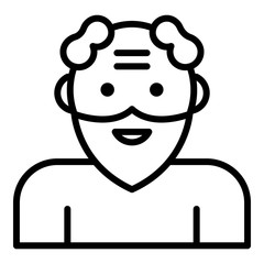 Smiling senior man icon. Outline smiling senior man vector icon for web design isolated on white background