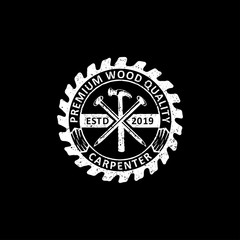 a vintage carpentry and mechanic labels, emblems and logo