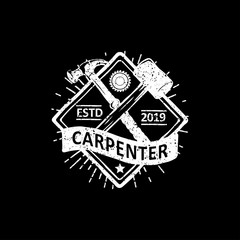 a vintage carpentry and mechanic labels, emblems and logo