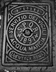 Manhole cover in Rome's city center