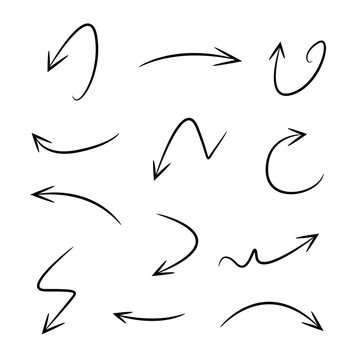 thin line arrows doodle elements