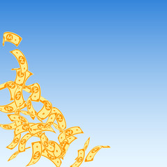 Korean won notes falling. Floating WON bills on bl