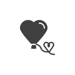 Heart balloon with ribbon vector icon. filled flat sign for mobile concept and web design. Heart shaped balloon glyph icon. Symbol, logo illustration. Vector graphics