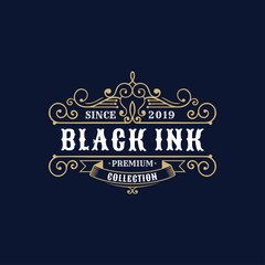 vintage badges of tattoo, tattoo shop and emblems