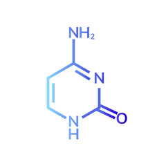 Cytosine chemical formula on white background