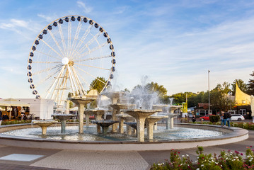 Famous fountain with mill wheel in Gdynia