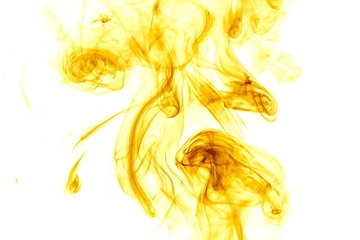 Obraz premium Yellow smoke on white background