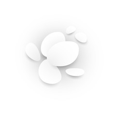 Total white abstract smooth figures with shadows.