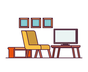 comfortable sofa in living room with plasma tv