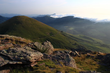 Fototapeta na wymiar Scenic view from the Artzamendi mountain in the French Basque Country