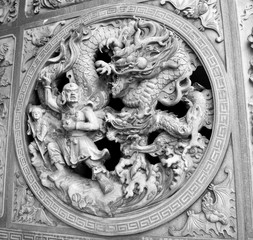 Sculpture on wall of Chinese temple