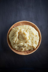 Mash potato homemade on iron table
