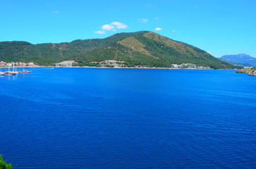 Fototapeta premium view on the Aegean sea in Ichmeler near Marmaris, Turkey