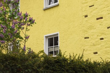 Yellow house with holes in Moselkern (Germany, Europe)