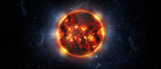 Panoramic view of the Sun, star and galaxy, view from space. Elements of this image furnished by NASA