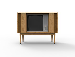 3d rendering of a vintage retro television tv isolated on white background.