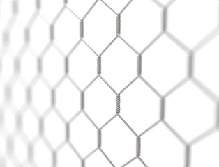 3d rendering of a metal fence isolated on white background.