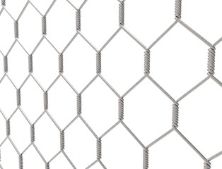 3d rendering of a metal fence isolated on white background.